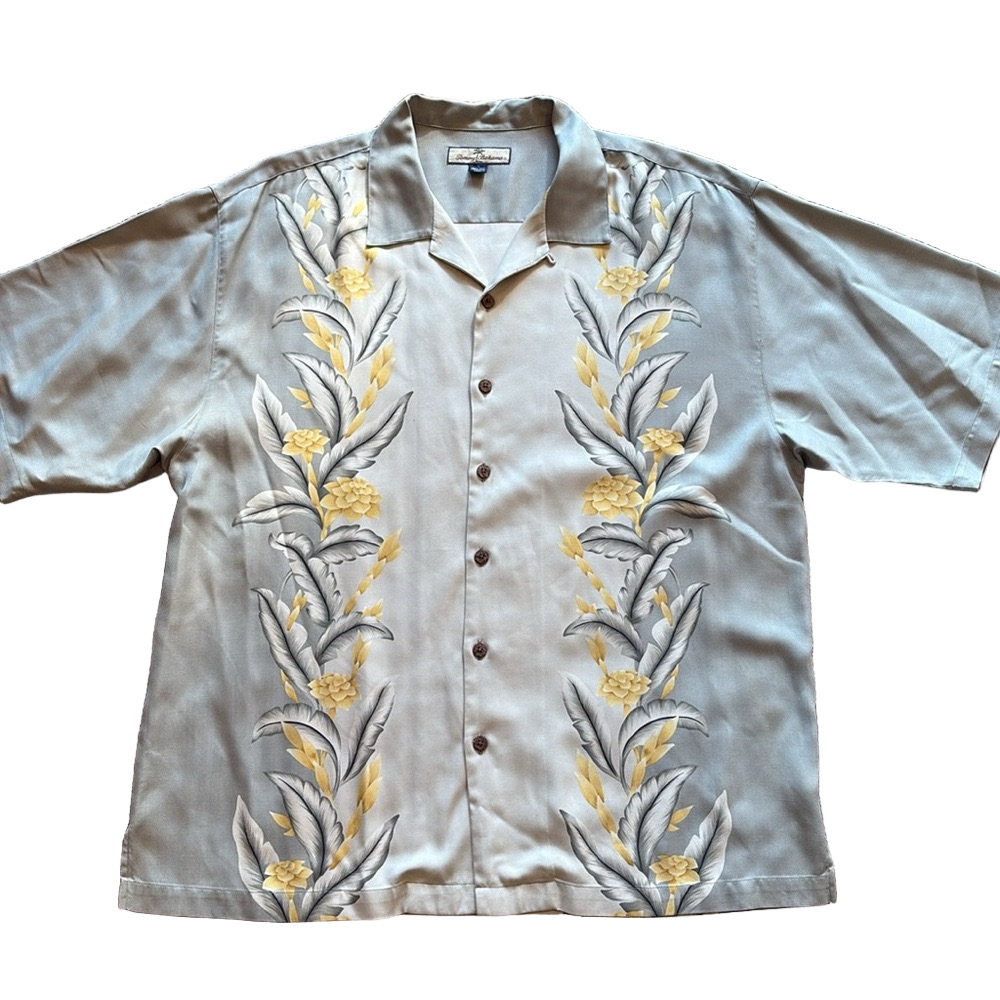 Tommy Bahama Short Sleeve Button Silk Hawaiian Shirt Mens XL Floral